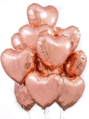 balonky srdicka v barve ruzove zlato