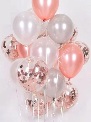 Sada rose-gold balónků s konfety