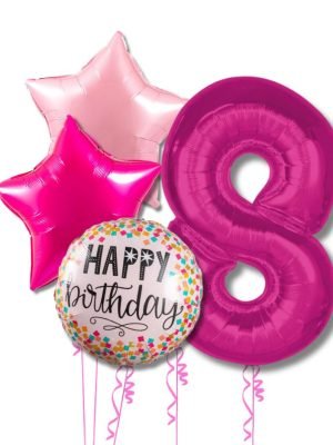 set balonku s cislem v ruzove barve