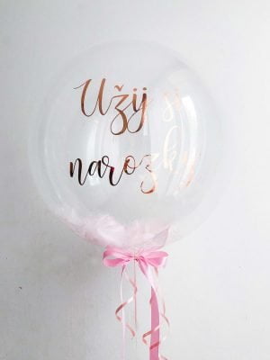 balloon with pink feathers