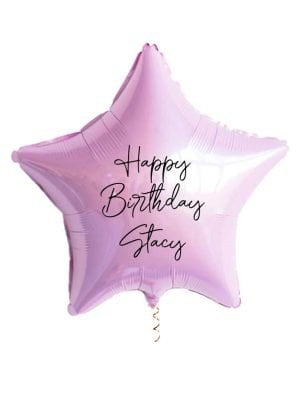 pink star with helium balloons