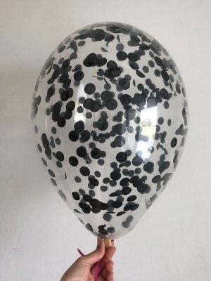 balloon with black confetti
