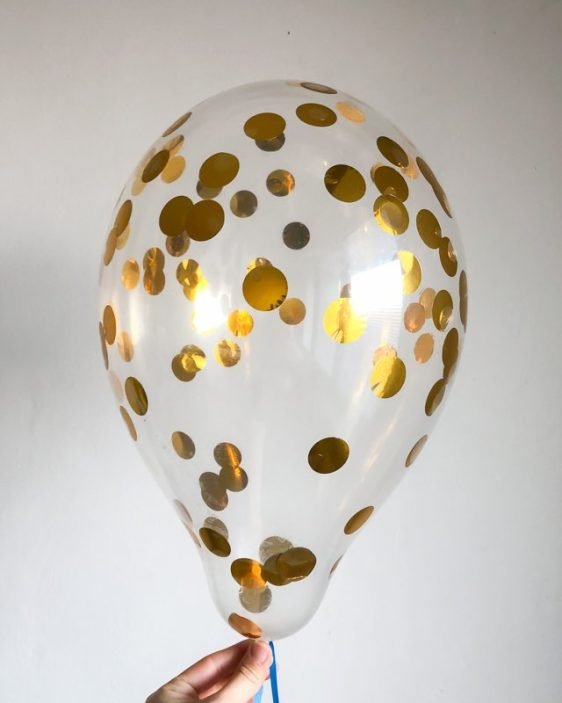 balloon with confetti gold