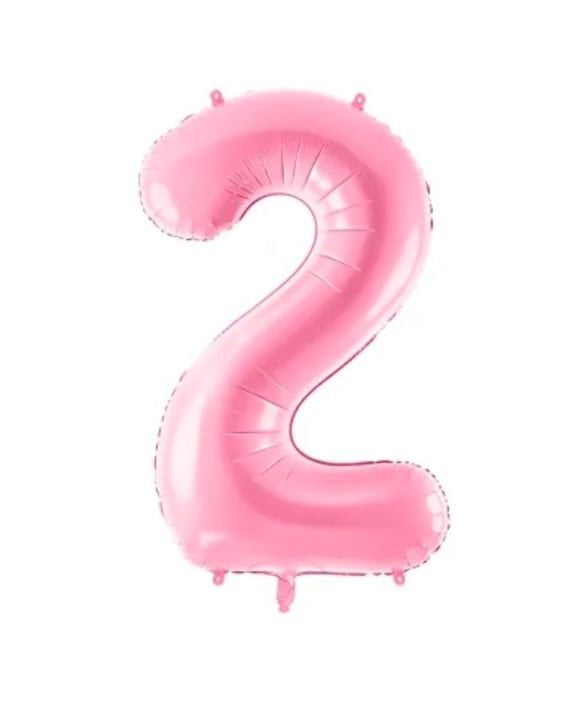 Balónek Číslo 2, Světle Růžový, 86 cm
