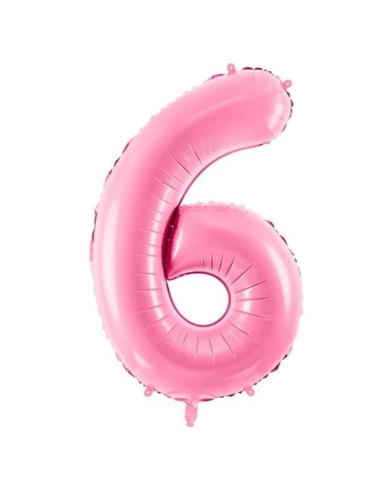 Balónek Číslo 6, Světle Růžový, 86 cm