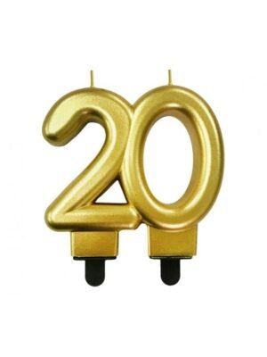 Narozeninová Svíčka Číslice "20", Zlatá, 8 cm