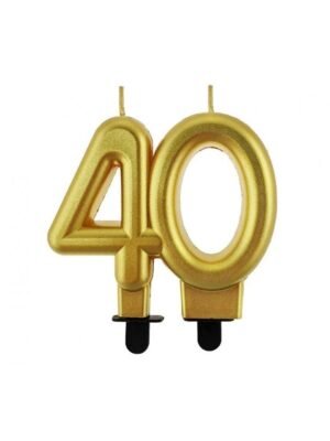Narozeninová Svíčka "40", Zlatá, 8 cm