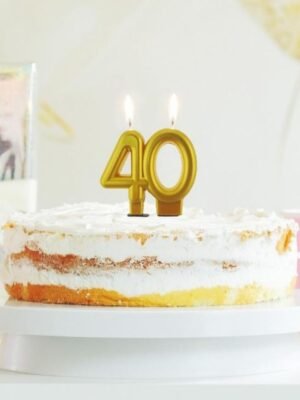 Narozeninová Svíčka Číslice "40", Zlatá, 8 cm