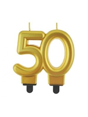 Narozeninová Svíčka Číslice "50", Zlatá, 8 cm