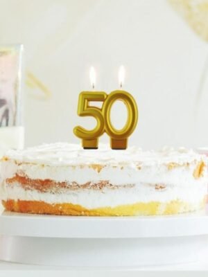Narozeninová Svíčka Číslice "50", Zlatá, 8 cm