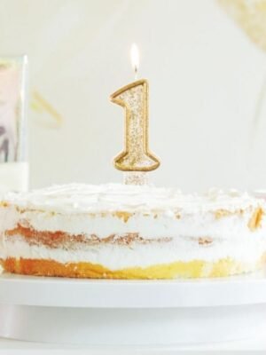 Číslicová Svíčka "1", Třpytivé Zlato, 7,5 cm