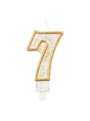 Číslicová Svíčka "7", Třpytivé Zlato, 7,5 cm