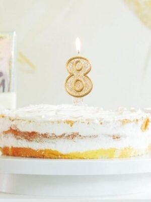 Číslicová Svíčka "8", Třpytivé Zlato, 7,5 cm