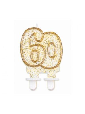 Číslicová Svíčka "60", Třpytivé Zlato, 7,5 cm