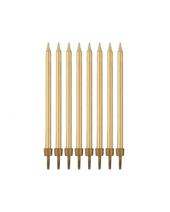 Svíčky s Držáky, Zlaté, 10 cm