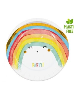 Papírové talíře Rainbow Party, 23 cm, 8 ks
