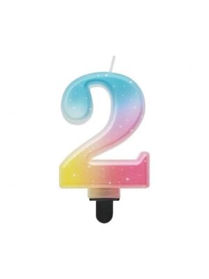Svíčka Číslice "2", Pastel Ombre, 8 cm