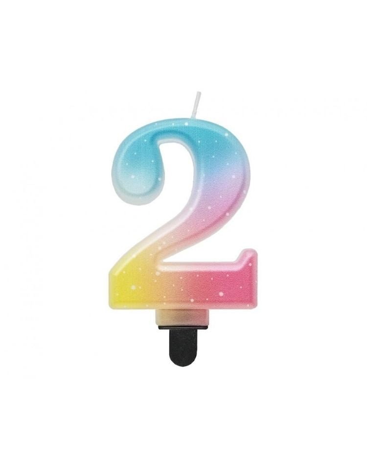 Svíčka Číslice "2", Pastel Ombre, 8 cm