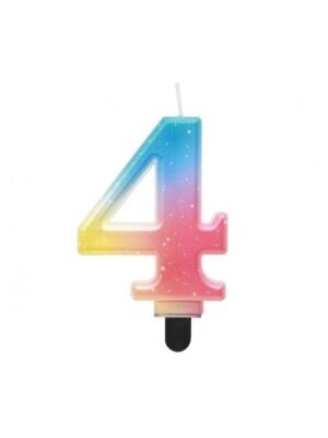 Svíčka Číslice "4", Pastel Ombre, 8 cm