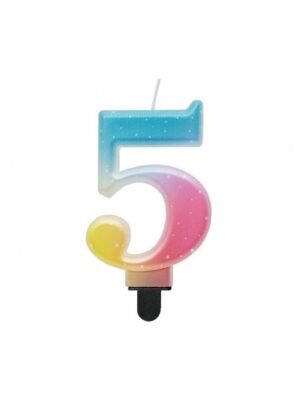 Svíčka Číslice "5", Pastel Ombre, 8 cm