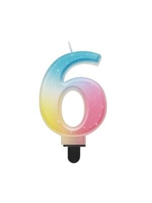 Svíčka Číslice "6", Pastel Ombre, 8 cm
