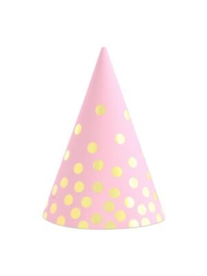 Papírové Čepičky 'Zlaté Tečky', růžové, 6 ks