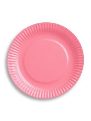 Papírové talíře jednobarevné, růžové, 18 cm, 6 ks