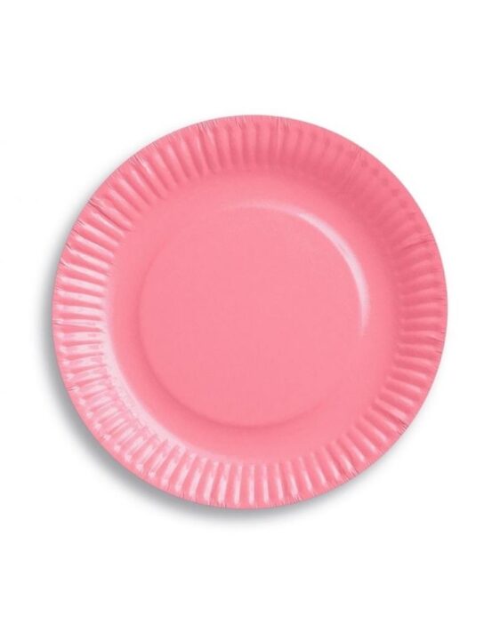 Papírové talíře jednobarevné, růžové, 18 cm, 6 ks