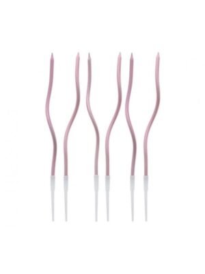 Zakroucené Metalické Svíčky Růžové Zlato, 16.5 cm, 6 ks