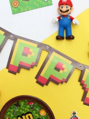 papirova Girlanda 'Happy Birthday Game On', 160 cm