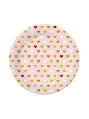 Papírové talíře Kolekce XOXO (růžové), 18 cm, 6 ks