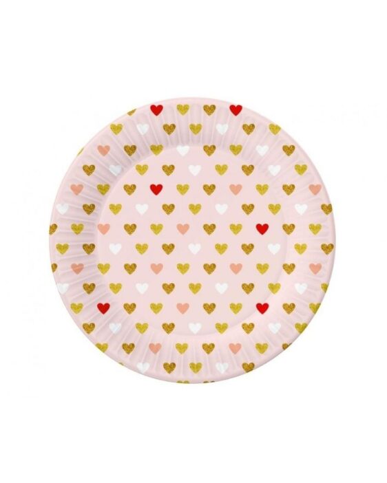 Papírové talíře Kolekce XOXO (růžové), 18 cm, 6 ks