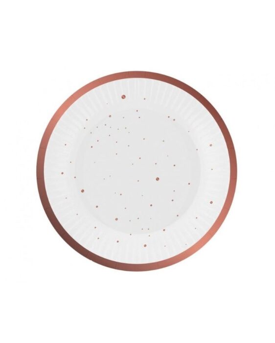 Papírové talíře Celebrate (růžové zlato), 18 cm, 6 ks