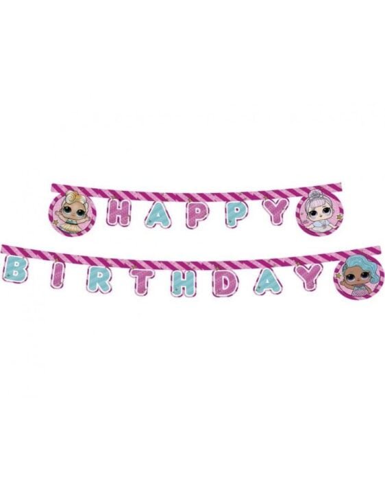 Banner Happy Birthday LOL Glitterati, 210 cm