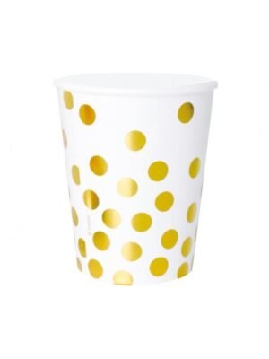 Papírové Kelímky 'Zlaté Tečky', Bílé, 270 ml, 6 ks