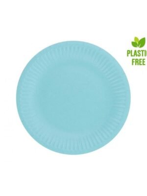 Papírové talíře světle modré, 18 cm, 6 ks