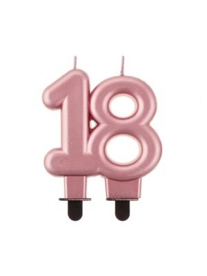 Narozeninová Svíčka Číslice "18", Růžové Zlato, 8 cm