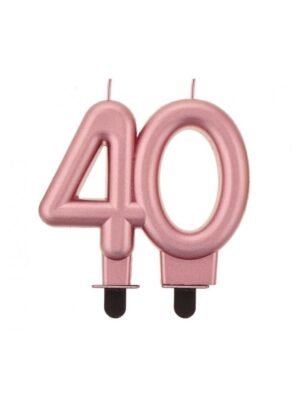 Narozeninová Svíčka Číslice "40", Růžové Zlato, 8 cm