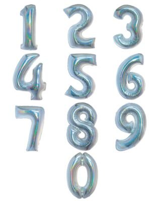 balonky cisla holograficke stribrne