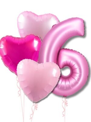 Foliove Balonky Číslice Růžová srdíčka