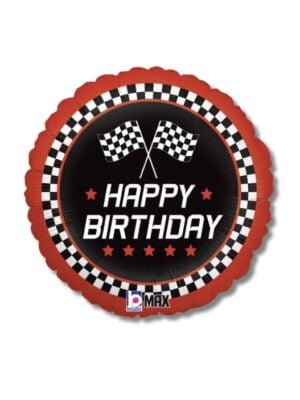 Fóliový balónek Happy Birthday závodní styl 46 cm