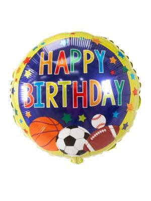 Fóliový balónek Happy Birthday s motivem sportovních míčů 46 cm
