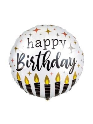 Fóliový balónek Happy Birthday s motivem svíček