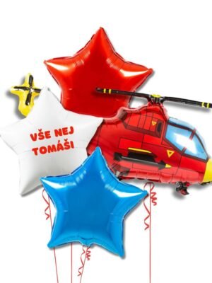 Balonkový Set Červený Vrtulník