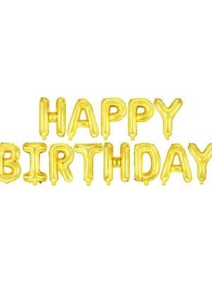 Fóliový nápis Happy Birthday zlatý
