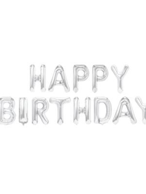 foliovy napise happy birthday stribrny