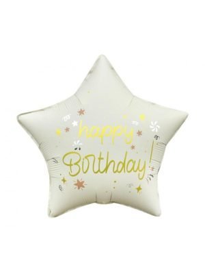 Balónek fóliový hvězda Happy Birthday – 43 cm