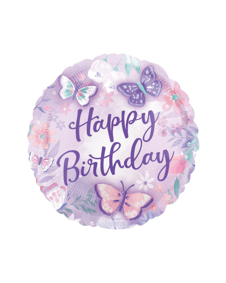 Foliový balonek Motýlci - Happy Birthday 45 cm