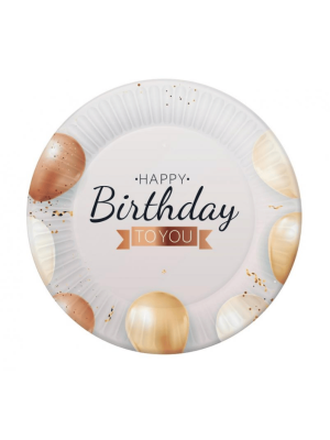 Papírové talíře Happy Birthday 18 cm - 6ks