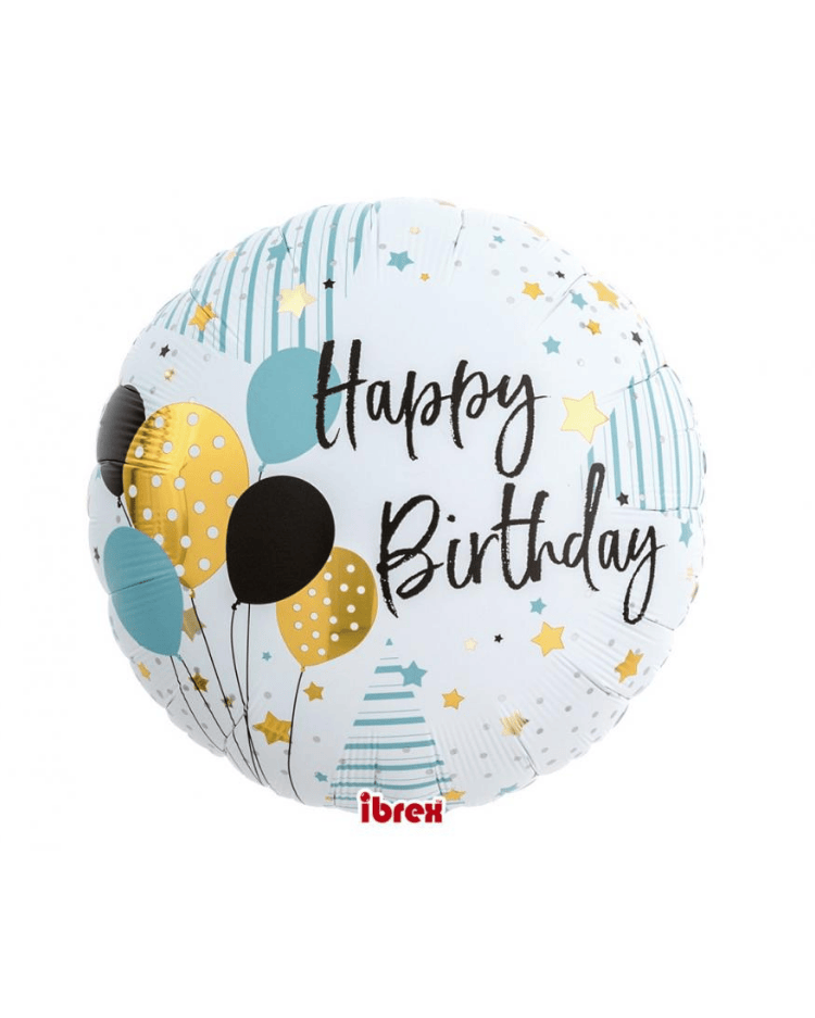 Fóliový balónek kruh Happy Birthday 40 cm